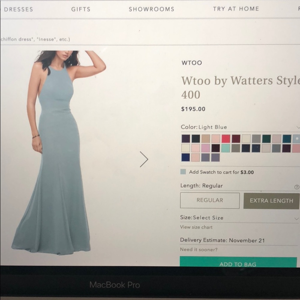 Wtoo by Watter Style Light Blue Bridesmaid Dress